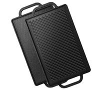 GFTIME Piastre in ghisa 33 x 21 cm per forno, fornelli e grill, piastre in ghisa, reversibili, griglia in ghisa, griglia per cottura e grill 2 in 1, 1 confezione