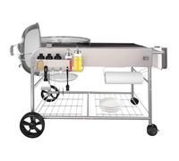 GFTIME Tavolo da Grill in Acciaio Inox Carrello da Grill per Weber 47 cm & 57 cm Original Kettle, Premium, Master Touch, Jumbo Joe Barbecue a Carbonella, Performer Barbecue a Carbonella con Supporto