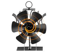 GFTIME Ventilatore per stufa a 6 fogli, ventilatore per stufa a legna, camino, ventilatore senza corrente, ventilatore con supporto
