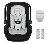 GFU Inserto per seggiolino auto 3 in 1, con cuscinetti per cinghie, supporto per la testa del seggiolino auto, per passeggino, altalena e buttafuori, comodo e lavabile in lavatrice, grigio
