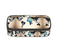 GFXEDSAH Astuccio con stampa astratta con mappa del mondo, elegante e funzionale, piccolo ma spazioso, ideale per viaggi o uso quotidiano, Nero , Taglia unica, Astuccio per trucchi