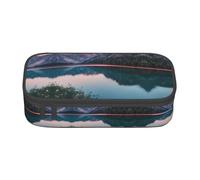 GFXEDSAH Astuccio elegante e funzionale con stampa lago e tramonto, piccolo ma spazioso, ideale per viaggi o uso quotidiano, Nero , Taglia unica, Astuccio per trucchi