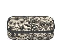 GFXEDSAH Astuccio per matite con stampa floreale con erbe botaniche, astuccio organizer in tessuto Oxford, astuccio multiuso per matite, Nero , Taglia unica, Custodia per chiave