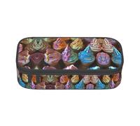 GFXEDSAH Astuccio portamatite con stampa di gelato colorato, organizer in tessuto Oxford, astuccio multiuso per matite, Nero , Taglia unica, Custodia per chiave