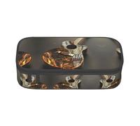 GFXEDSAH Bella stampa chitarra astuccio elegante e funzionale, piccolo ma spazioso, ideale per viaggi o uso quotidiano, Nero , Taglia unica, Astuccio per trucchi