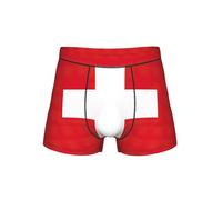 GFXEDSAH Biancheria intima da uomo con stampa bandiera svizzera, boxer versatili, scelta perfetta per la moda maschile, Nero , L