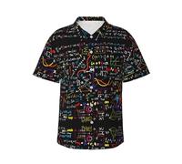 GFXEDSAH Camicia hawaiana da uomo a maniche corte con stampa matematica, con bottoni, elegante e essenziale per le vacanze al mare, Nero , XXL