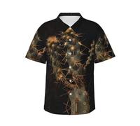 GFXEDSAH Camicie hawaiane da uomo a maniche corte con stampa cactus, eleganti e essenziali per le vacanze al mare, Nero , 3XL