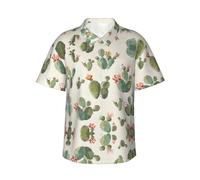 GFXEDSAH Camicie hawaiane da uomo a maniche corte con stampa di cactus, eleganti e essenziali per le vacanze al mare, Nero , 3XL