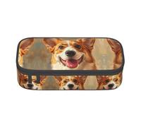 GFXEDSAH Carino Corgi Stampa Matita Astuccio Astuccio Astuccio Organizzatore Oxford Tessuto Penna Astuccio Multiuso, Nero , Taglia unica, Custodia per chiave