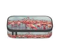 GFXEDSAH Flock of Red Flamingos On The Beach Print Elegante e funzionale astuccio portamatite, piccolo ma spazioso, ideale per viaggi o uso quotidiano, Nero , Taglia unica, Astuccio per trucchi
