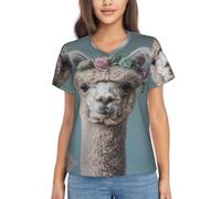 GFXEDSAH I Love Alpacas - T-shirt da donna con scollo a V, classica, ideale per primavera, estate e autunno, Nero , XXL
