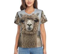 GFXEDSAH I Love Alpacas - T-shirt da donna con scollo a V, classica, ideale per primavera, estate e autunno, Nero , XL