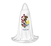 GFXEDSAH Mantello con cappuccio con stampa bandiera dello stato dell'Illinois, mantello medievale con comodo cappuccio, perfetto per giochi di ruolo e feste