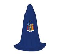 GFXEDSAH Mantello con cappuccio con stampa bandiera dello Stato di New York, mantello medievale con comodo cappuccio, perfetto per giochi di ruolo e feste