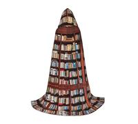 GFXEDSAH Mantello con cappuccio con stampa di libri, mantello medievale con comodo cappuccio, perfetto per giochi di ruolo e feste