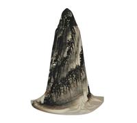 GFXEDSAH Mantello con cappuccio con stampa di pittura cinese, mantello medievale con comodo cappuccio, perfetto per giochi di ruolo e feste