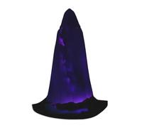GFXEDSAH Mantello con cappuccio viola con stampa cielo stellato, mantello medievale con comodo cappuccio, perfetto per giochi di ruolo e feste