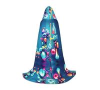 GFXEDSAH Mantello medievale con cappuccio con illustrazione astratta della scienza chimica e stampa 3D, mantello medievale con comodo cappuccio, perfetto per giochi di ruolo e feste