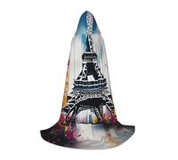 GFXEDSAH Mantello medievale con cappuccio con stampa della Torre Eiffel di Parigi, con comodo cappuccio, perfetto per giochi di ruolo e feste