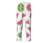 GFXEDSAH Pantaloni da pigiama morbidi e confortevoli, con stampa di anguria e frutta fresca, per tempo libero, tempo libero e gite in famiglia, Nero , 10-12