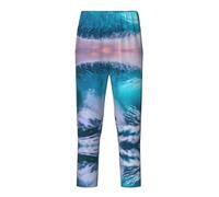 GFXEDSAH Pantaloni pigiama morbidi e confortevoli, con stampa a onde blu oceano, per tempo libero, tempo libero e gite in famiglia, Nero , 10-12