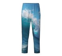 GFXEDSAH Pantaloni pigiama morbidi e confortevoli, con stampa a onde oceaniche, per tempo libero, tempo libero e gite in famiglia, Nero , L(14-16)