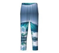 GFXEDSAH Pantaloni pigiama morbidi e confortevoli, con stampa a onde oceaniche, per tempo libero, tempo libero e gite in famiglia, Nero , L(14-16)