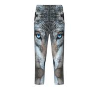 GFXEDSAH Pantaloni pigiama morbidi e confortevoli, con stampa di lupo con occhi blu, per tempo libero, tempo libero e gite in famiglia, Nero , L(14-16)