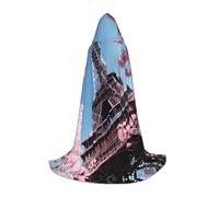 GFXEDSAH Pittura a olio Parigi Torre Eiffel stampa mantello con cappuccio, mantello medievale con comodo cappuccio, perfetto per giochi di ruolo e feste