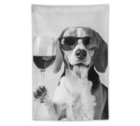 GFXEZZLH Beagle Holding - Arazzo da parete con stampa in bianco e nero, piccolo arazzo da appendere alla parete, per camera da letto, dormitorio estetico, soggiorno, 101,6 x 152,4 cm