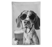 GFXEZZLH Beagle Holding Beer Wall Art, Arazzo con stampa in bianco e nero, piccolo arazzo da appendere alla parete, arazzo estetico da parete per camera da letto, dormitorio estetico, soggiorno, 101,6