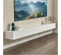 GFXYQPDNV Mobile TV moderno sospeso con 2 cassetti e 2 ante, console TV da parete 78,7/86,6, sotto ripiano TV con vano portaoggetti, per soggiorno e camera da letto, supporto TV bianco (200 x 30 x 18