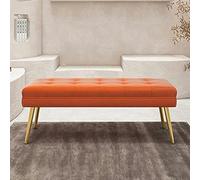 GFXYQPDNV Panca imbottita in ecopelle con gambe in metallo, moderna panca per camera da letto, comoda panca per scarpe, 1 pezzo
