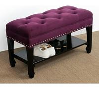 GFXYQPDNV Panca ottomana con poggiapiedi, in legno massello, panca per ingresso, scarpiera, comoda panca imbottita per scarpe, panchina rustica per corridoio, scarpiera, decorazione per mobili - 1