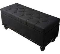 GFXYQPDNV Sgabello pieghevole rettangolare con contenitore e coperchio incernierato, in pelle artificiale, struttura in legno massello con parte superiore trapuntata, sgabello per letto da camera da