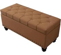 GFXYQPDNV Sgabello pieghevole rettangolare con contenitore e coperchio incernierato, in pelle artificiale, struttura in legno massello con parte superiore trapuntata, sgabello per letto da camera da