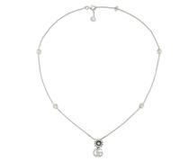 GG Marmont Necklace in sterling silver and mother of pearl with Double G and flower pendant YBB773231001 U