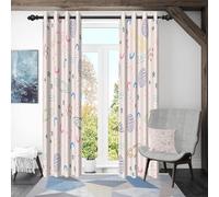 ggaimwf 107x160cm Cortina con ojales de dibujos animados para dormitorio infantil Rosa Espacio Cohete Planeta Universo Cortinas opacas con ojales para la habitación de un niño,2 panels