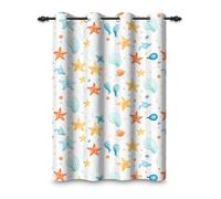 ggaimwf 107x160cm Tenda con occhielli stile nautico Carino Pesci sottomarini Mare Erba Stelle marine Tema oceano Oscurante Tende per finestre Camera da letto per bambini Soggiorno,1 pannello singolo