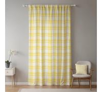 ggaimwf 107x160cm Tenda pieghe matita a quadri Quadretti giallo chiaro Fattoria Scheda posteriore Piega a matita Filtraggio della luce Privacy Tende per finestre Soggiorno Camera da letto,1 Pannello
