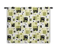 ggaimwf 107x215cm Tenda geometrica astratta effetto lino Verde Ombre Rettangolo Arte moderna Filtro della luce Divisori per ambienti Tende per finestre Camera da letto Soggiorno Ufficio,2 pannello