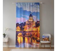 ggaimwf 117x183cm Vista sulla città Tenda a pieghe a matita Basilica di San Pietro Fiume Tramonto Italia Roma Filtraggio luce lino Tende finestre per Cameretta dei bambini Soggiorno,1 pannello