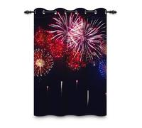ggaimwf 117x229cm Tenda con occhielli per fuochi d'artificio Notte in città Cielo Fuochi d'artificio colorati Buon anno Natale Tende oscuranti termiche per finestre camera letto soggiorno,1 pannello