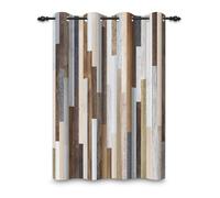 ggaimwf 135x245cm Tenda oscurante in legno Vintage Marrone Strisce verticali Rustico Tende con occhielli per finestre con isolamento termico per soggiorno camera da letto,1 pannello singolo