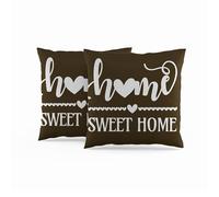 ggaimwf 40x40cm Fodera per cuscino Home Sweet Home Marrone scuro cini per divano Morbido Federe decorative per la casa per soggiorno camera da letto Cuscini decorativi con zip nascosta Set da 2