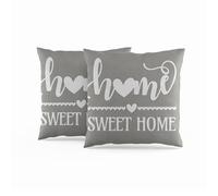 ggaimwf 45x45cm Fodera per cuscino Home Sweet Home Grigio cini per divano Morbido lino Federe decorative per la casa per divano soggiorno camera da letto Cuscini decorativi con zip nascosta Set da 2