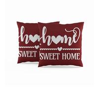 ggaimwf 45x45cm Fodera per cuscino Home Sweet Home Rosso Borgogna cini per divano Morbido Federe decorative per la casa per soggiorno camera da letto Cuscini decorativi con zip nascosta Set da 2