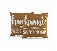 ggaimwf 50x50cm Fodera per cuscino Home Sweet Home Marrone cini per divano Morbido lino Federe decorative per la casa per divano soggiorno camera da letto Cuscini decorativi con zip nascosta Set da 2