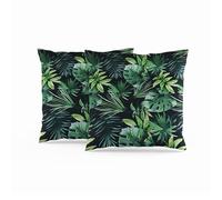 ggaimwf 60x60 cm Foglia Copricuscino Foglie verdi moderne Giungla Federe in lino tropicale con cerniera invisibile per sala da pranzo letto soggiorno Outdoor Divano Patio Giardino Cuscini Set di 2